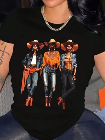 【SKKK】220g printed women’s oversized T-shirt, 100% cotton, comfortable choice