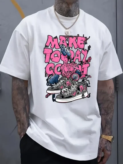 【SKKK】220g printed men’s oversized T-shirt, 100% cotton, comfortable choice