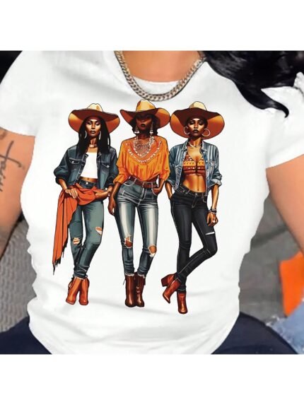 【SKKK】220g printed women’s oversized T-shirt, 100% cotton, comfortable choice