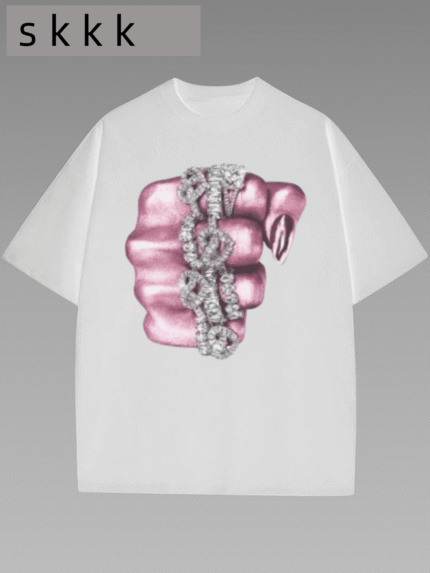 【SKKK】220g printed women’s oversized T-shirt, 100% cotton, comfortable choice
