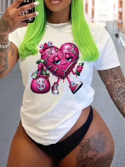 【SKKK】 220g printed women’s T-shirt, 100% cotton, comfortable choice