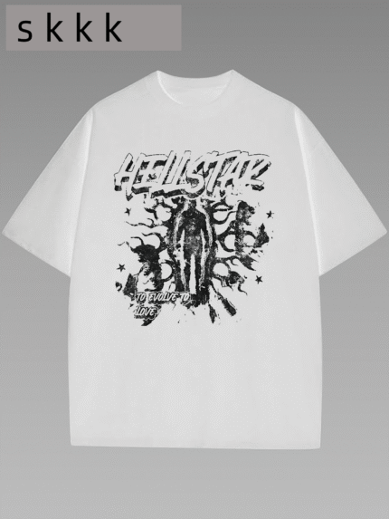 【SKKK】220g printed women’s oversized T-shirt, 100% cotton, comfortable choice