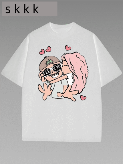 【SKKK】220g printed women’s oversized T-shirt, 100% cotton, comfortable choice