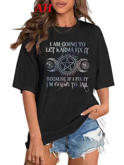 【SKKK】220g printed women’s oversized T-shirt, 100% cotton, comfortable choice