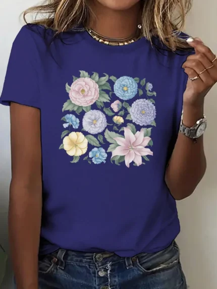 【SKKK】 220g printed women’s T-shirt, 100% cotton, comfortable choice