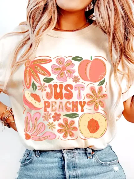 【SKKK】220g printed women’s oversized T-shirt, 100% cotton, comfortable choice