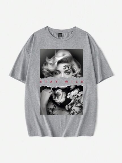 【SKKK】220g printed women’s oversized T-shirt, 100% cotton, comfortable choice
