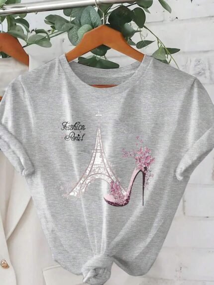 【SKKK】220g printed women’s oversized T-shirt, 100% cotton, comfortable choice