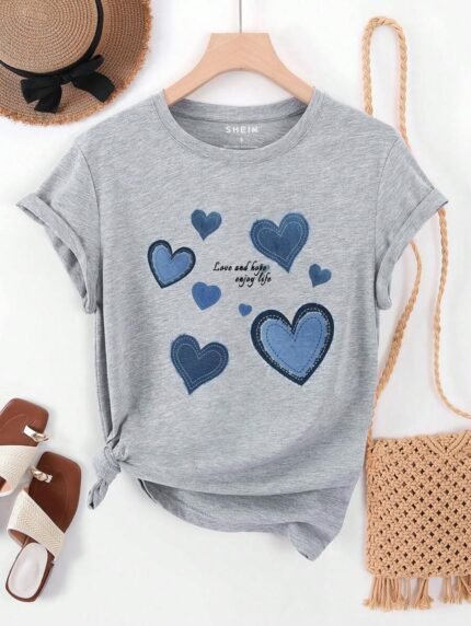 【SKKK】220g printed women’s oversized T-shirt, 100% cotton, comfortable choice