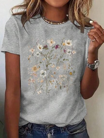 【SKKK】220g printed women’s oversized T-shirt, 100% cotton, comfortable choice