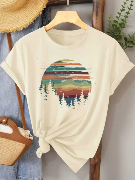 【SKKK】 220g printed women’s T-shirt, 100% cotton, comfortable choice