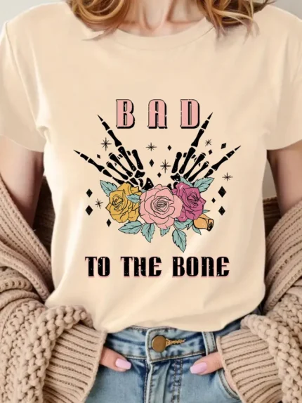 【SKKK】 220g printed women’s T-shirt, 100% cotton, comfortable choice