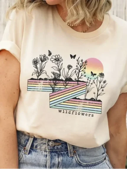 【SKKK】220g printed women’s oversized T-shirt, 100% cotton, comfortable choice