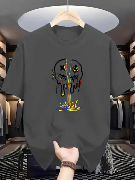 【SKKK】220g printed men’s oversized T-shirt, 100% cotton, comfortable choice