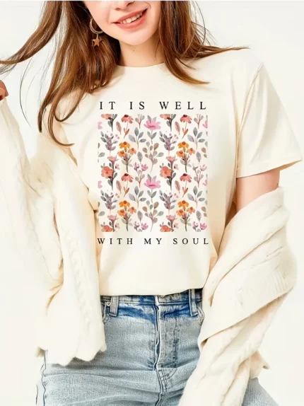 【SKKK】220g printed women’s oversized T-shirt, 100% cotton, comfortable choice