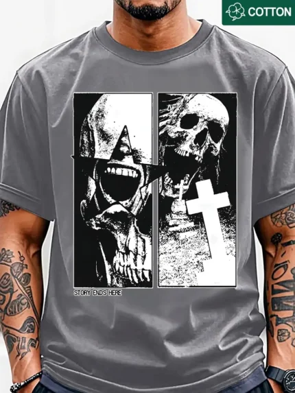 【SKKK】220g printed men’s oversized T-shirt, 100% cotton, comfortable choice