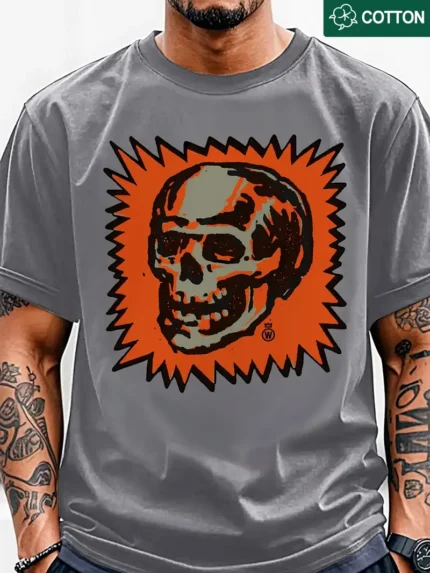 【SKKK】220g printed men’s oversized T-shirt, 100% cotton, comfortable choice