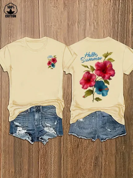 【SKKK】 220g printed women’s T-shirt, 100% cotton, comfortable choice