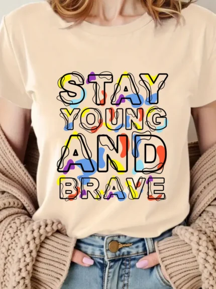 【SKKK】 220g printed women’s T-shirt, 100% cotton, comfortable choice