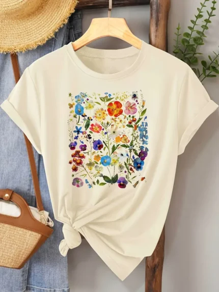 【SKKK】 220g printed women’s T-shirt, 100% cotton, comfortable choice