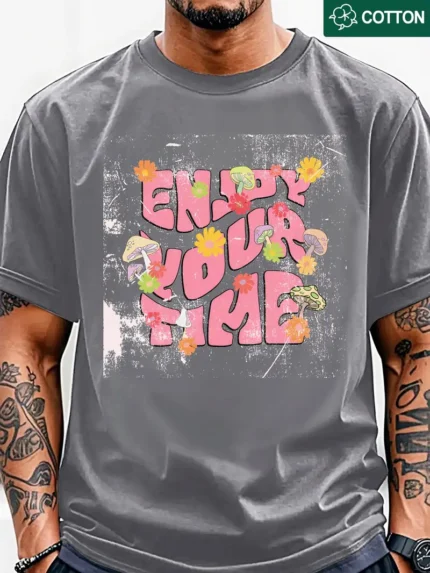 【SKKK】220g printed men’s oversized T-shirt, 100% cotton, comfortable choice